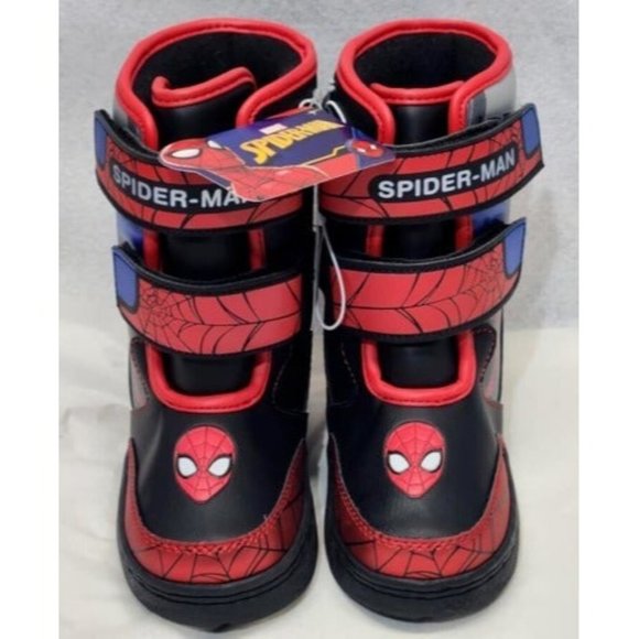 Marvel NWT Toddler 8 Spiderman Light Up Insulated Hook & Loop Winter Snow Boots - Picture 2 of 12